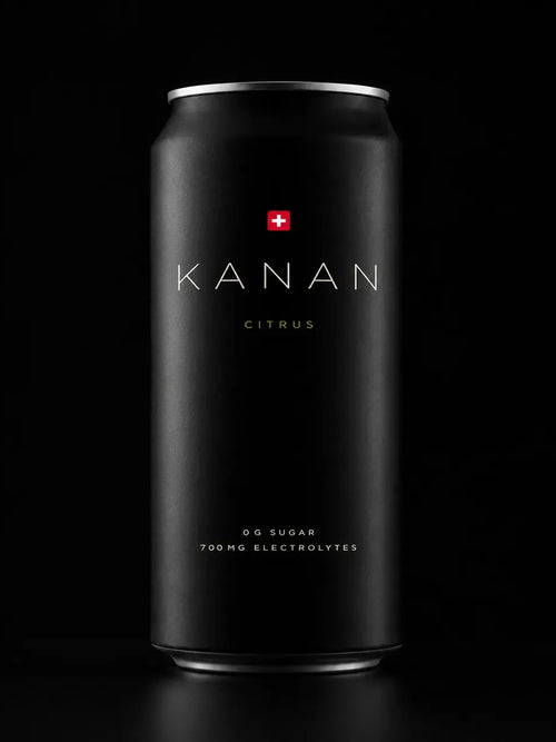 KANAN Citrus — canette noire mate de 33 cl, 700 mg d'électrolytes